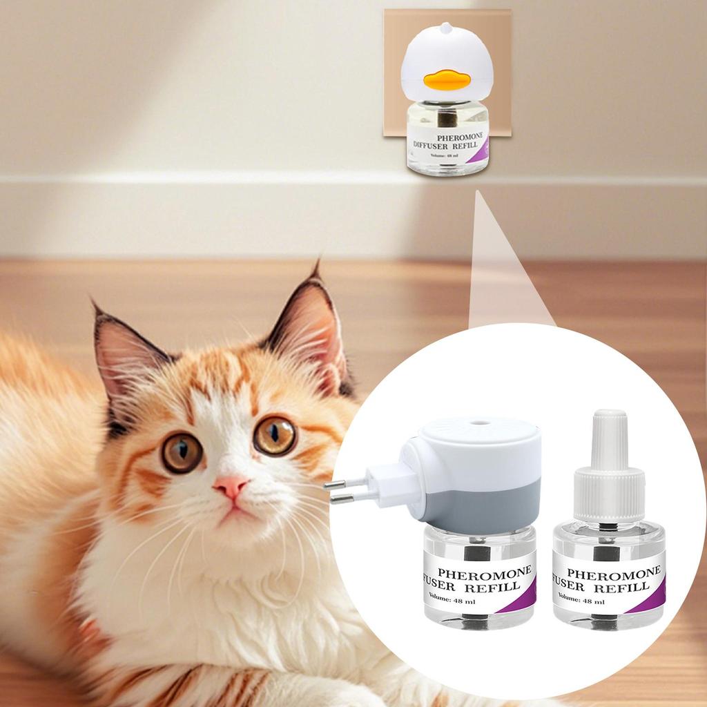 48ml 1 Diffuser 2 Soothing Liquid Pheromones Emotion Stabilizing Anti-Stress Electric Heating Cat Soothing Pheromone Agent Set