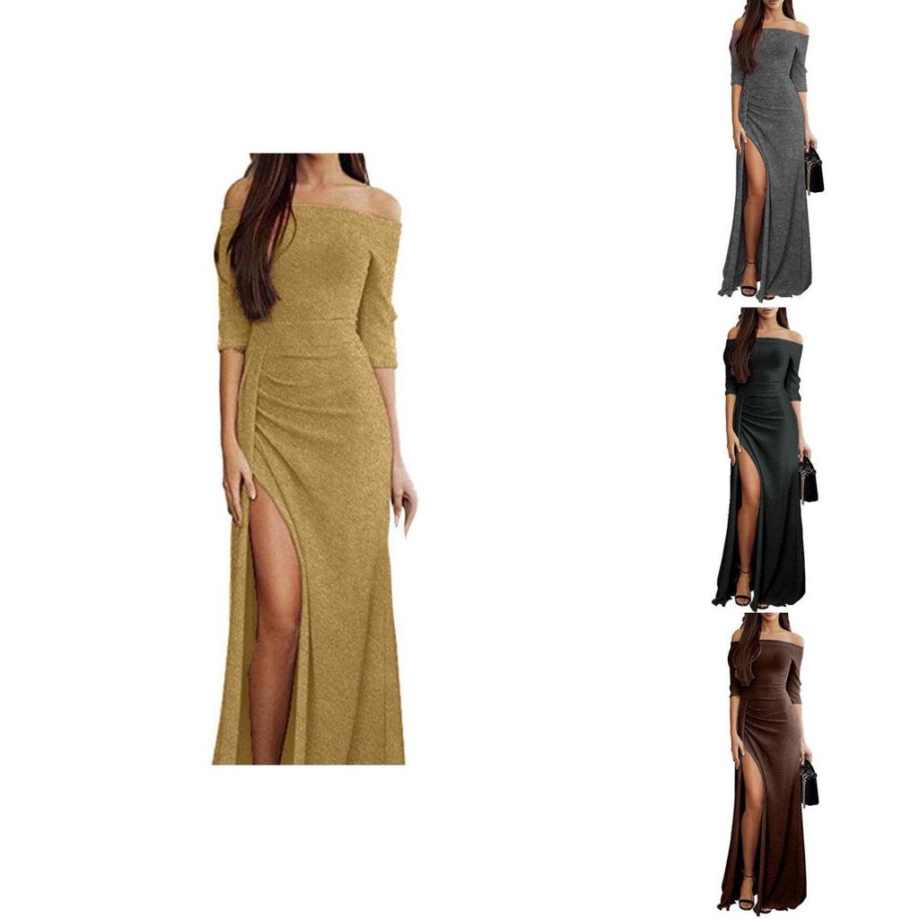 Элегантное женское повседневное платье-пуловер с длинным рукавом, пэчворком, пайетками и открытыми плечами