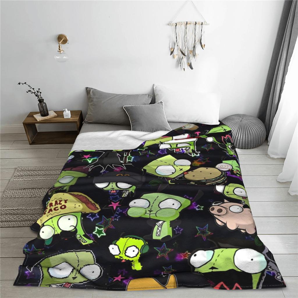 Invader Zim Gir Dib Robot Blankets Flannel Textile Decor Portable Super Soft Throw Blanket for Bed Car Bedspread