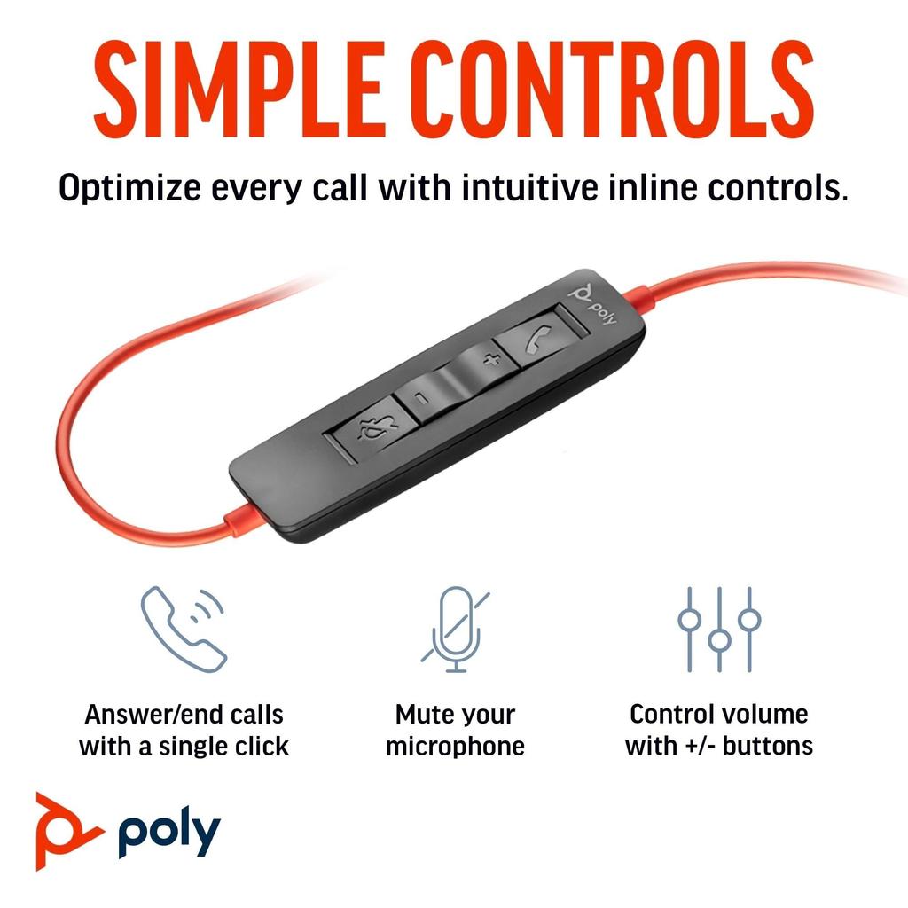 [Эксклюзивно для Amazon.co.jp] Проводная гарнитура Poly BlackWire 3310 (Подлинный отечественный продукт) Сертифицированный Microsoft USB-C Микрофон с шумоподавлением