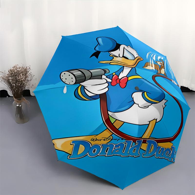 1pc Blue Donald Duck Automatic Folding Umbrella - 3 Folding Design, Vivid Cartoon Pattern, Suitable for Outdoor Activities, A Gift for Fans
