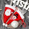Christmas Decorations Christmas Sticker Small Hat Knife and Fork Set Christmas Table Cutlery Bag