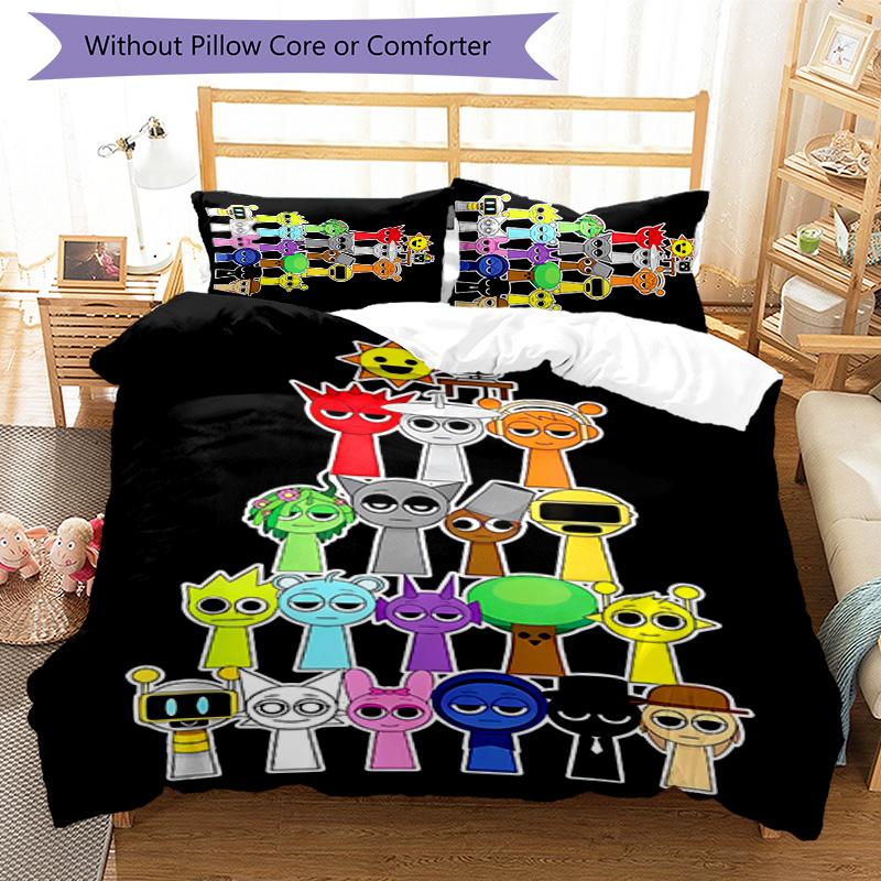 3pcs Sprunki Game pattern bedding set duvet cover set includes duvet cover &pillowcases, perfect all season bedroom decoration & gift