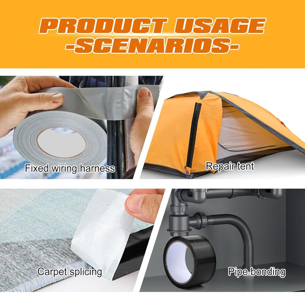 2 шт. в упаковке, черная прочная клейкая лента 5 см x 20 м, прочная, гибкая, не оставляет следов, водонепроницаемая, высокая прочность, всепогодная и рвется вручную