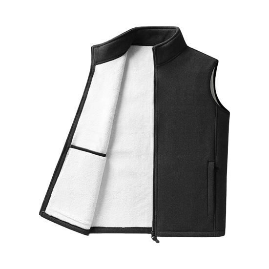 Polar Fleece Vest Coat Stand Collar Sleeveless Waistcoat with Velvet Inner Layer Zipper