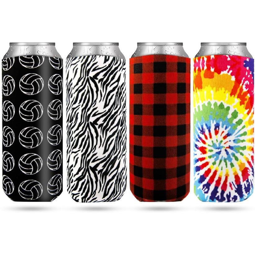 4 Pack 12oz Slim Beer Can Cooler Sleeves, Neoprene Beer Can Cooler Bulk, Collapsible ulators Cooler Cover Fits for White Claw/Spiked Seltzer and More