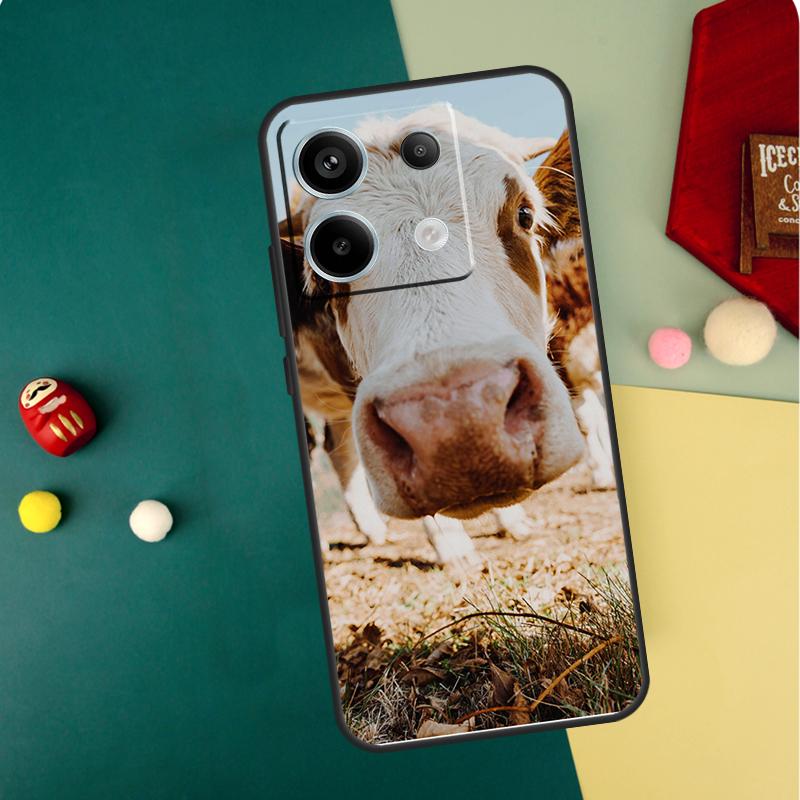 Забавный чехол с мордочкой коровы для Xiaomi Redmi Note 13 Pro 14 12 11 10 15 Pro Plus Redmi 15 14C 13C 10C 12C 15C Funda