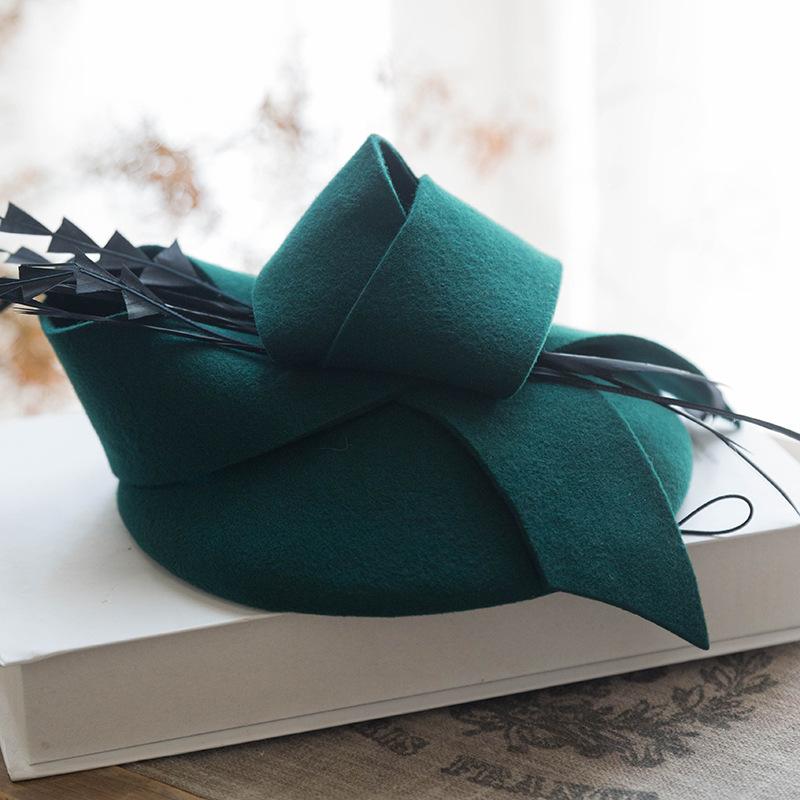 Свадебная женская шляпа, шляпа-таблетка с перьями, 100% австралийская шерсть, фетровые церковные шляпы, Коктейльная банкетная шляпа-федора, шляпа-федора