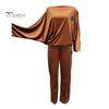 Женский комплект из 2 предметов: топ, брюки, бархатный круглый вырез, рукава «летучая мышь», блузка, широкие брюки, однотонный спортивный костюм на каждый день, осенне-весенний спортивный костюм