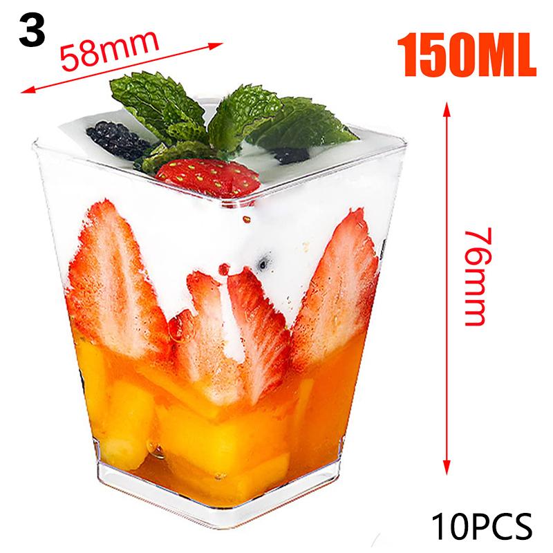 10Pcs Disposable Trapezoidal Circular Mousse Dessert Cup Yogurt Frozen Cake Appetizer Cup Mini Pudding Fruit Ice Cream Cup