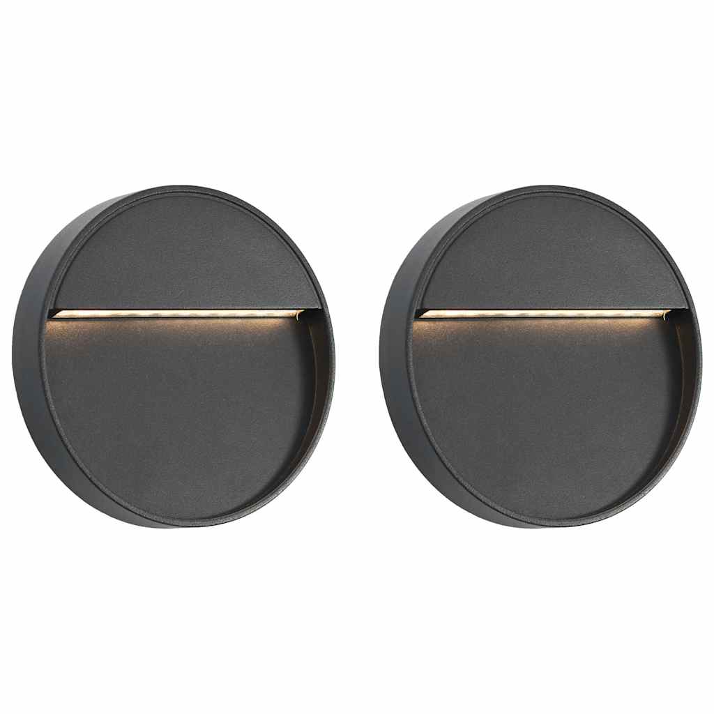 Outdoor Wall Lights 2 pcs LED 3 W Black Round