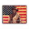 Vintage Western Cowboy Metal Tin Sign, American Flag Retro Wall Decor for Home Bar Office, 7.87x11.81 Inch