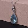 BELLA BOX Blue Water Drop Shaped Crystal Necklace For Women Charm Wedding Engagement Fine Gorgeous Jewelry