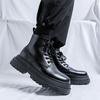 Осенние ботинки Мартин в британском стиле мужские ботинки в стиле локомотивного инструментария на толстой подошве с увеличением высоты средней высоты кожаные ботинки ботильоны 56734-R