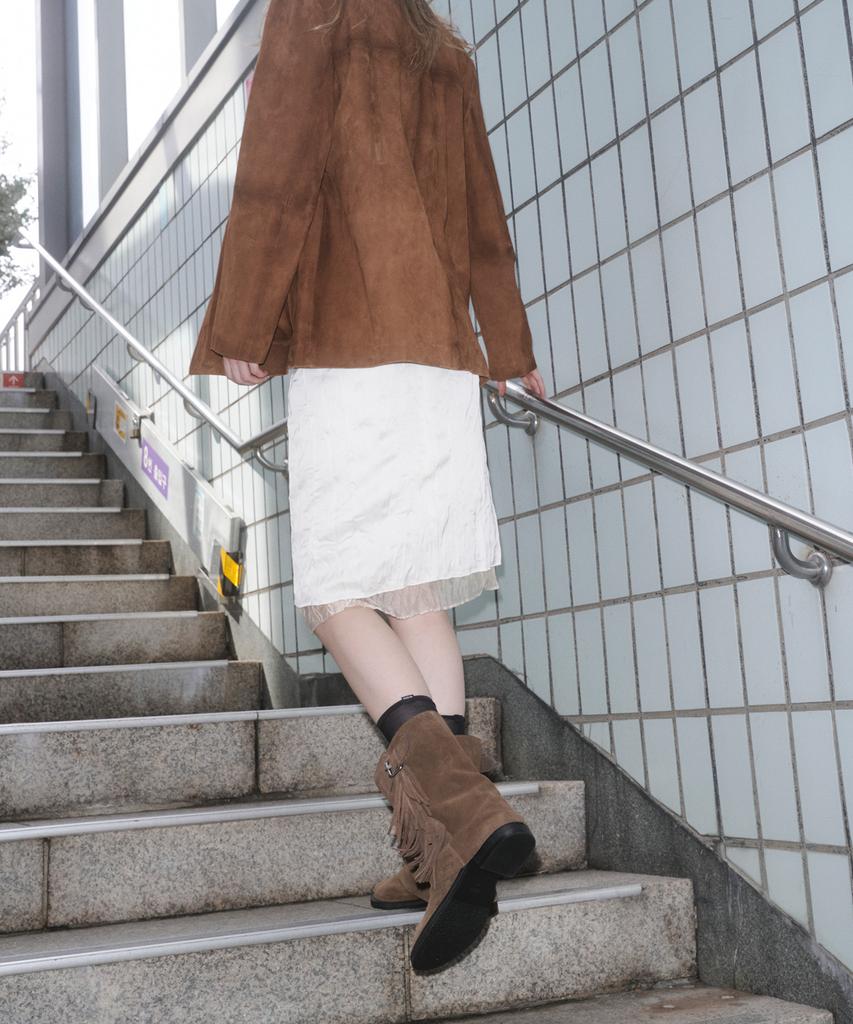 Khiho Freya Fringe Mid Boots Brown