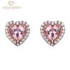 Ювелирные изделия из стерлингового серебра 925 пробы, розовые серьги в форме сердца, элегантные темпераментные серьги-гвоздики для женщин, изысканные ювелирные изделия высокого качества, подарок на День святого Валентина