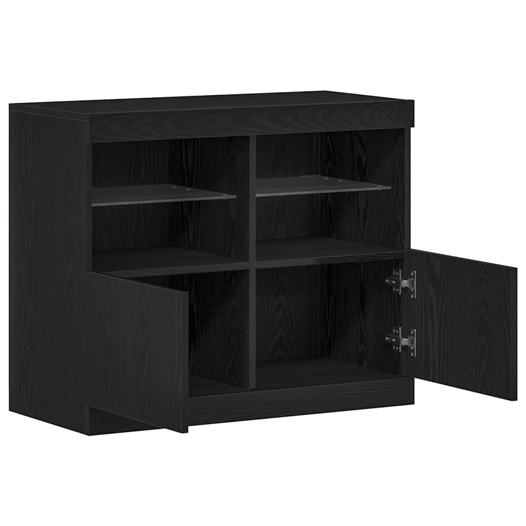 LED Sideboard in Black 81 x 37 x 66.5 cm Particleboard