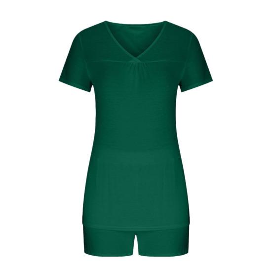 2 шт./комплект, женская летняя пижама, костюм с V-образным вырезом и коротким рукавом, комплект домашней одежды, топ и шорты, комплект свободных шорт, повседневный спортивный наряд