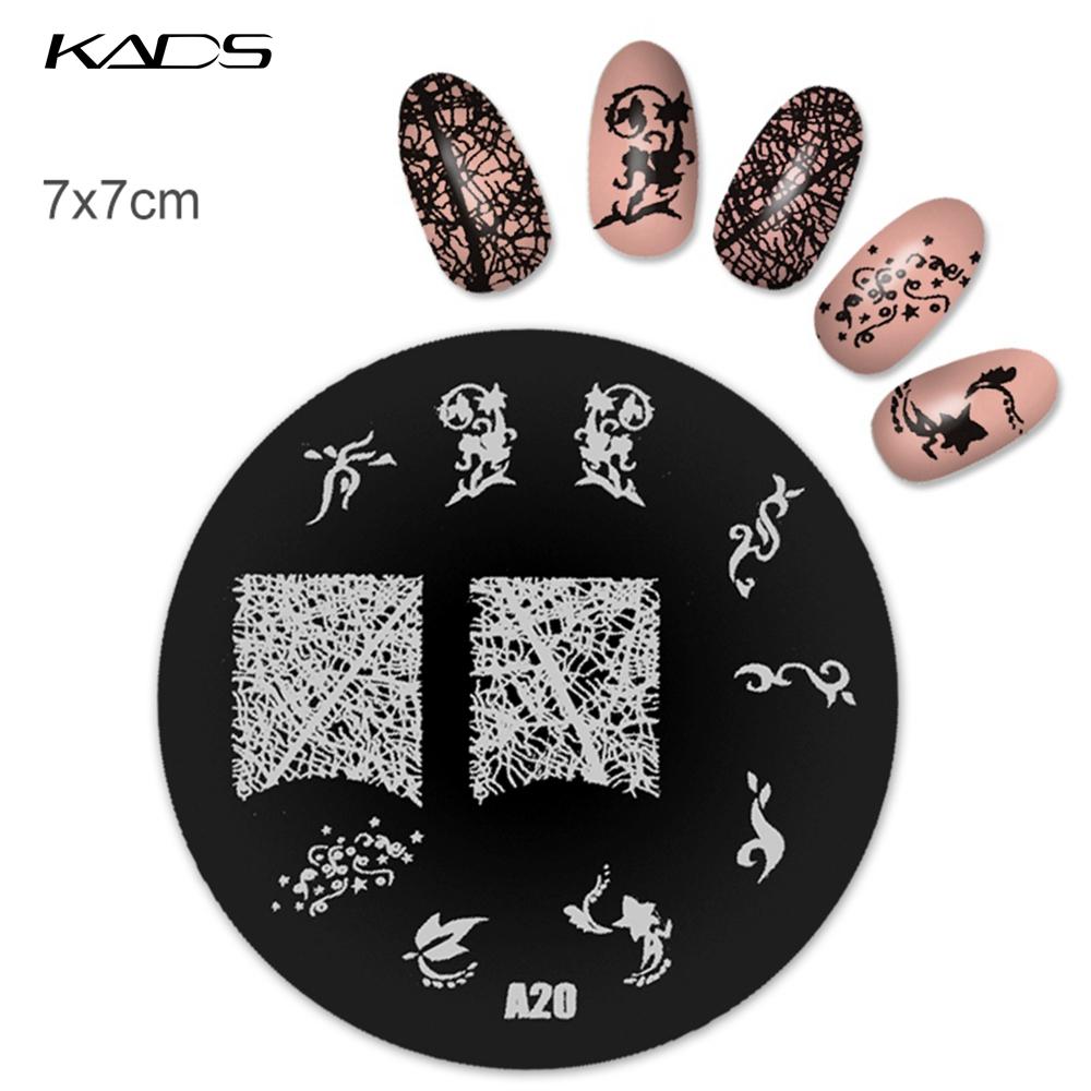 kads 1PC Round Stainless Steel Nail Art Nail Stamping Plates Manicure Stamp DIY for Nail Templates Classic Series Tools