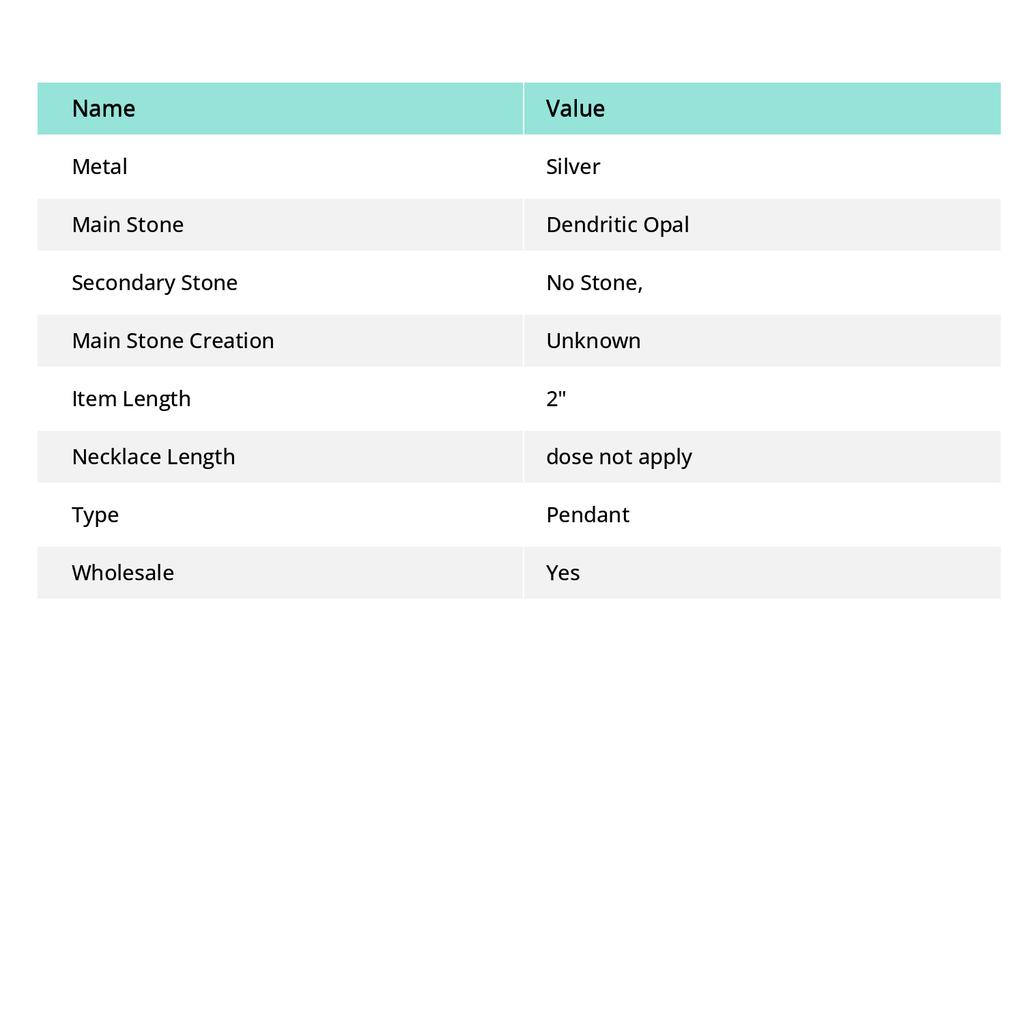 Дендритовый Опал Драгоценный камень Ручной работы Этнический Подарок на День рождения Ювелирное изделие Кулон 2" q0t29