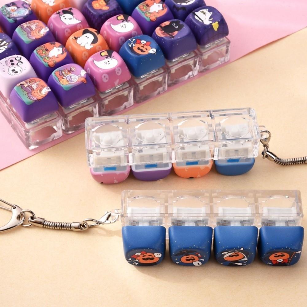 Cartoon Pattern Light Up Keychain Toy Light Up Fidget Keyring Toy Everyday Stress Relief