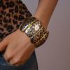 Fashionable Leopard Print Cuff Bangles Temperament Exaggerated Bracelet  Women