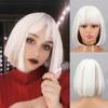 MISS WIG Короткий синтетический серебристо-серый парик Боб с челкой, прямой парик длиной до плеч для женщин, повседневная одежда для косплея