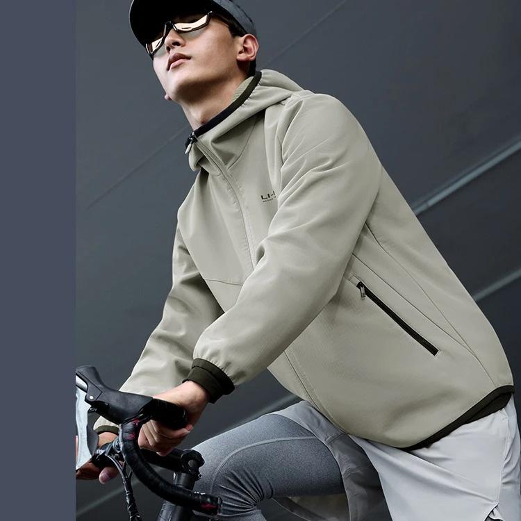 Li Ning однотонная флисовая спортивная куртка с капюшоном на молнии для мужчин, куртки каменно-серого цвета AFDT835-1