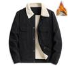 Corduroy Men's Coat with Autumn and Winter Velvet Top, Lambskin Collar, Warm Casual Jacket