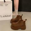 Thick-soled heightening and velvet warm high-top cotton shoes women's new versatile elastic short boots in autumn and winter