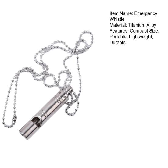 Аварийный свисток из титанового сплава, звук высокого децибела, компактный размер, портативный свисток для выживания и безопасности с шейной цепочкой