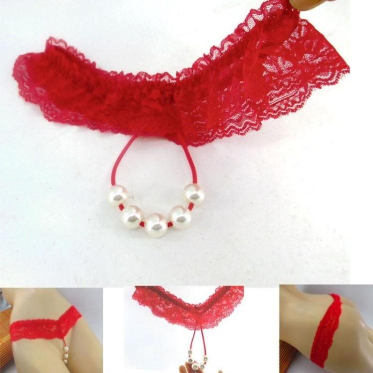 Трусики большого размера с жемчужным массажем и открытой ластовицей - Сексуальный японский стиль с крупными бусинами