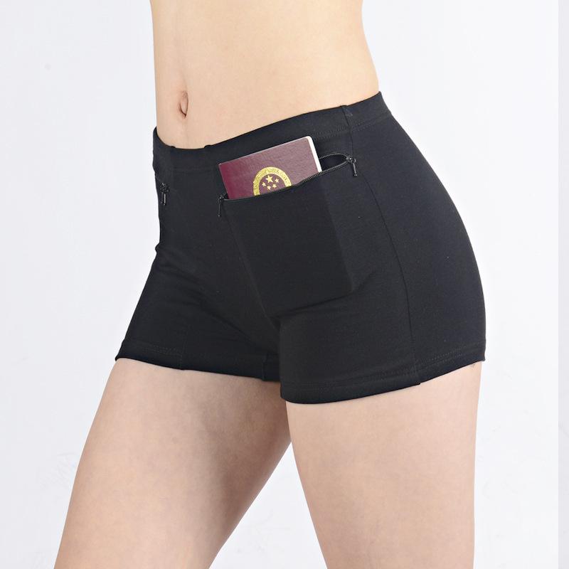Women Cotton Panties High Waist Briefs Pockets Zipper Underwear Plus Size Underpants Simple Elderly Female Safety Shorts Pants Pants-shorts Bikinis