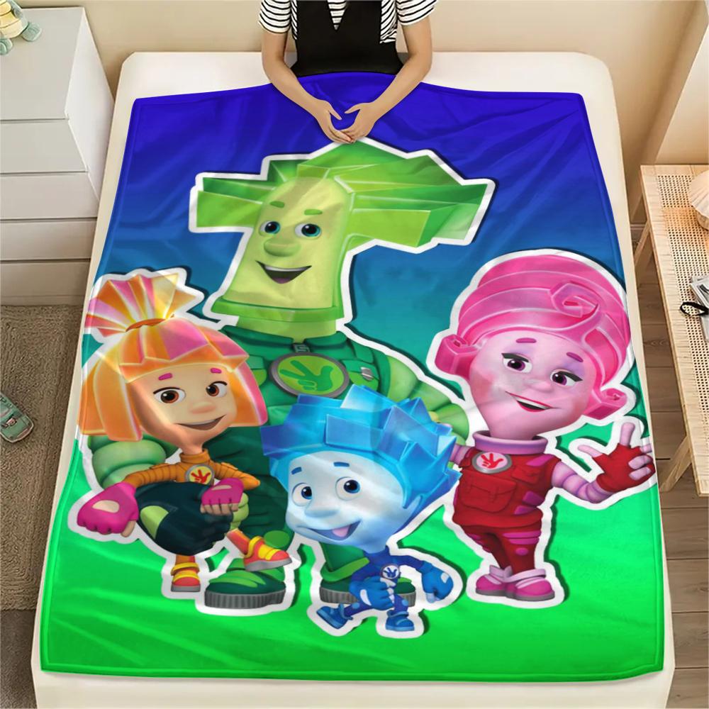 1 шт. Фланелевое одеяло с принтом Фиксиков, Высокое качество, Комфортное для всех сезонов, Декор для дома, Тепло и уют, Идеально для подарков