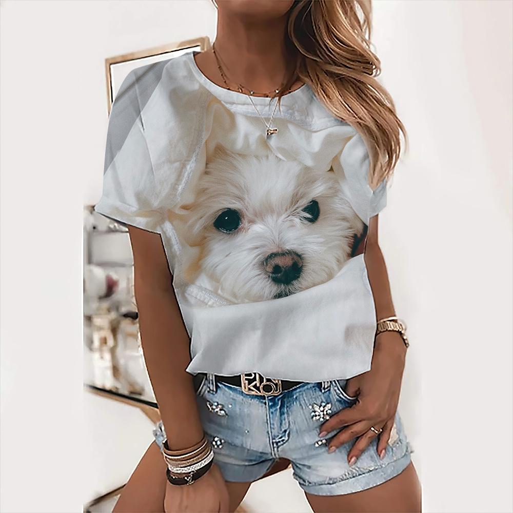 Милые топы с собаками, женская праздничная футболка с надписью «Love Dog Day», модная футболка с животным принтом, женская футболка Kawaii, летняя повседневная одежда с круглым вырезом