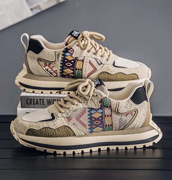 Весенне-осенняя мужская обувь, трендовая модная обувь с принтом и вышивкой, спортивная повседневная обувь, удобная толстая подошва