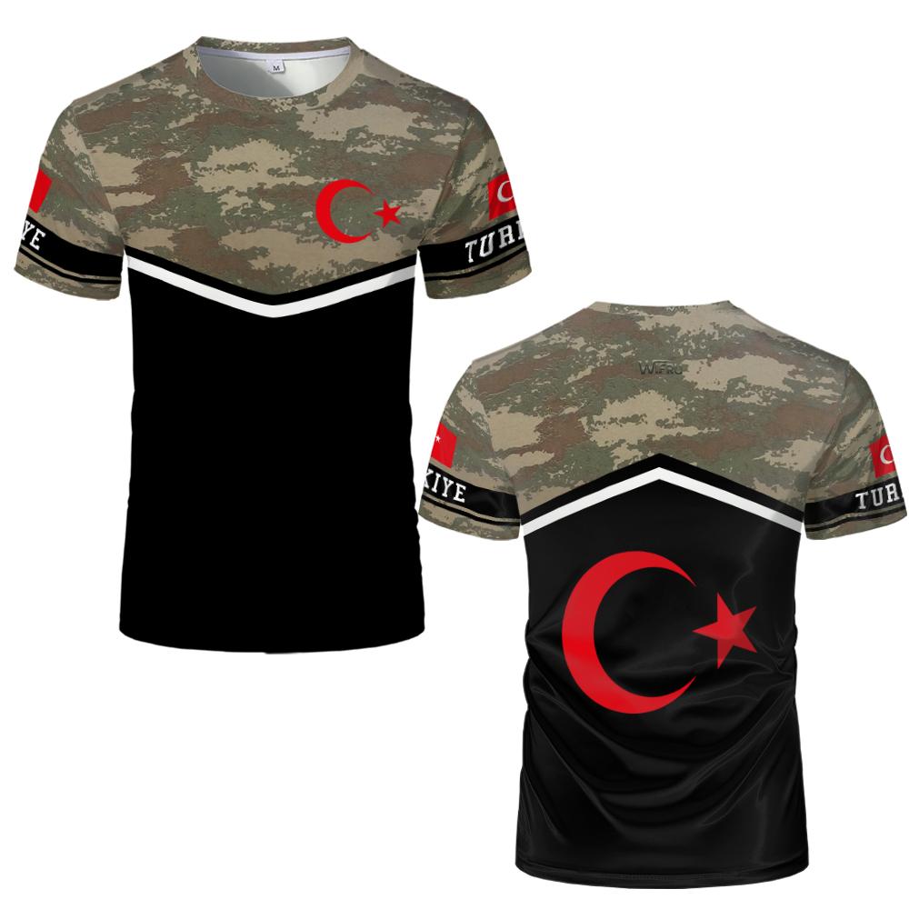 Turkish Graffiti-style Printed T-shirt Men's Turkish Flag Graphic O-Neck Tee Unisex Breathable Sports Casual Short-sleeved Top