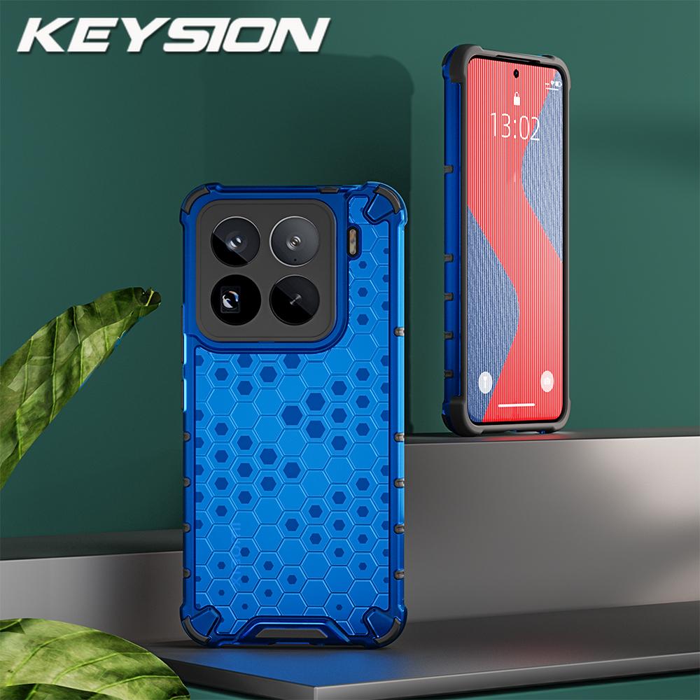 KEYSION Shockproof Armor Case for Xiaomi 15 5G Soft Silicone+PC Transparent Honeycomb Phone Back Cover for Xiaomi 15 Pro 5G