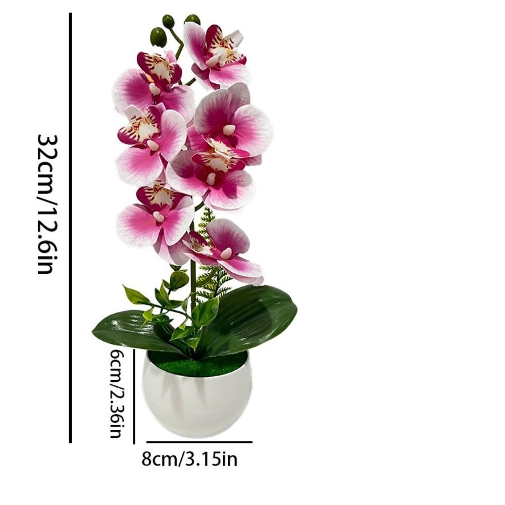7 Heads Simulated Flower Butterfly Orchid Potted Pink Artificial Faux Plants Living Room Ornaments