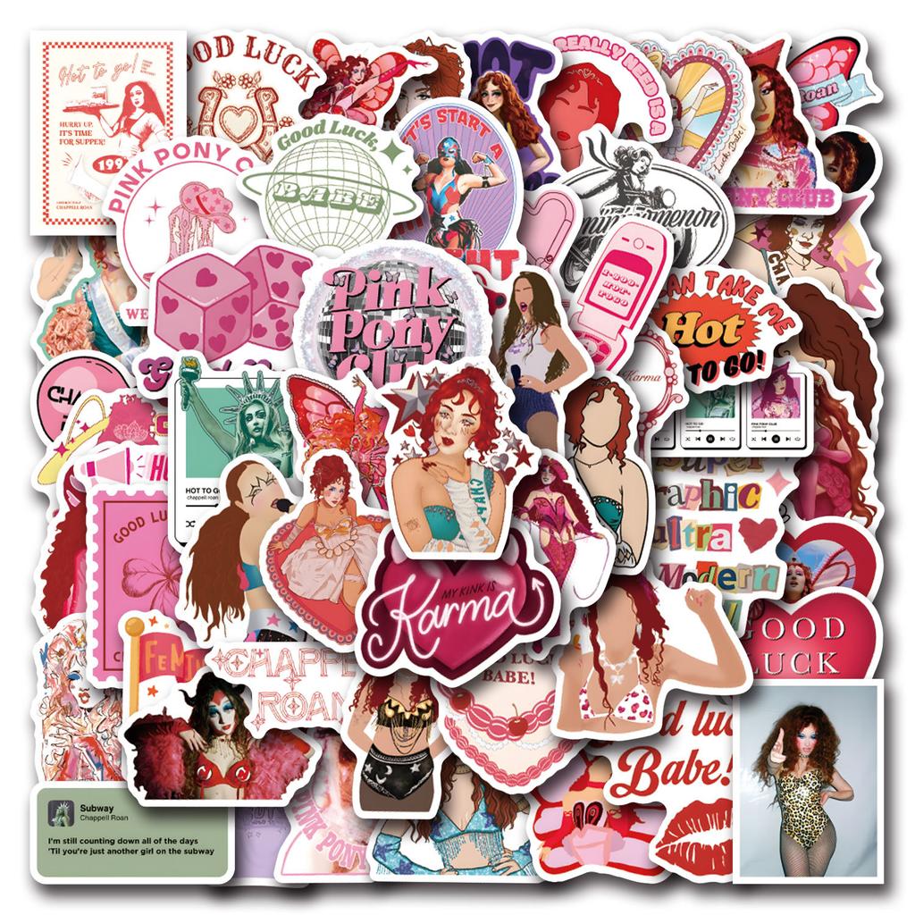 10/55 шт. наклеек Chappell Roan GOOD LUCK BABE водонепроницаемые наклейки своими руками для стакана с водой ноутбука скрапбука блокнота дневника наклейки