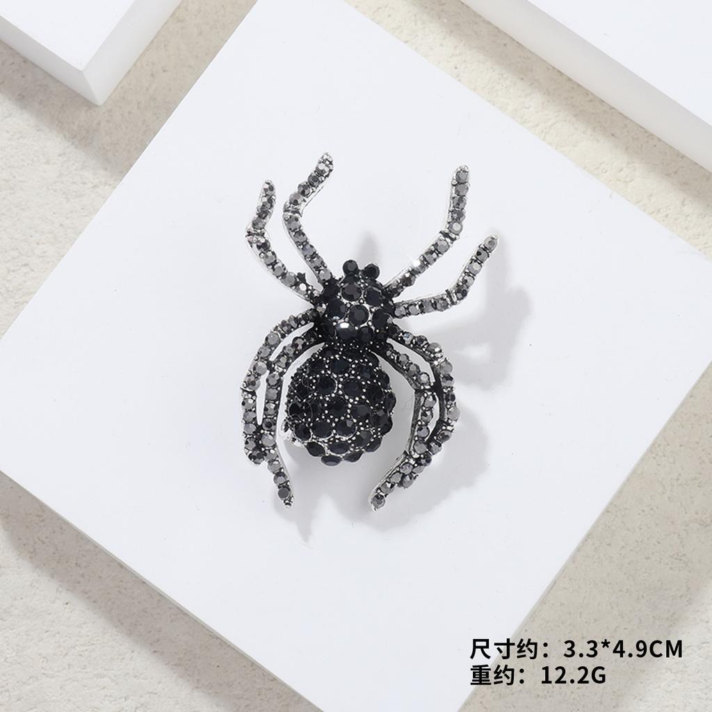 Персонализированная брошь в виде паука из черного бриллианта со стразами из металла для женщин в виде корсажа, винтажные аксессуары на Хэллоуин