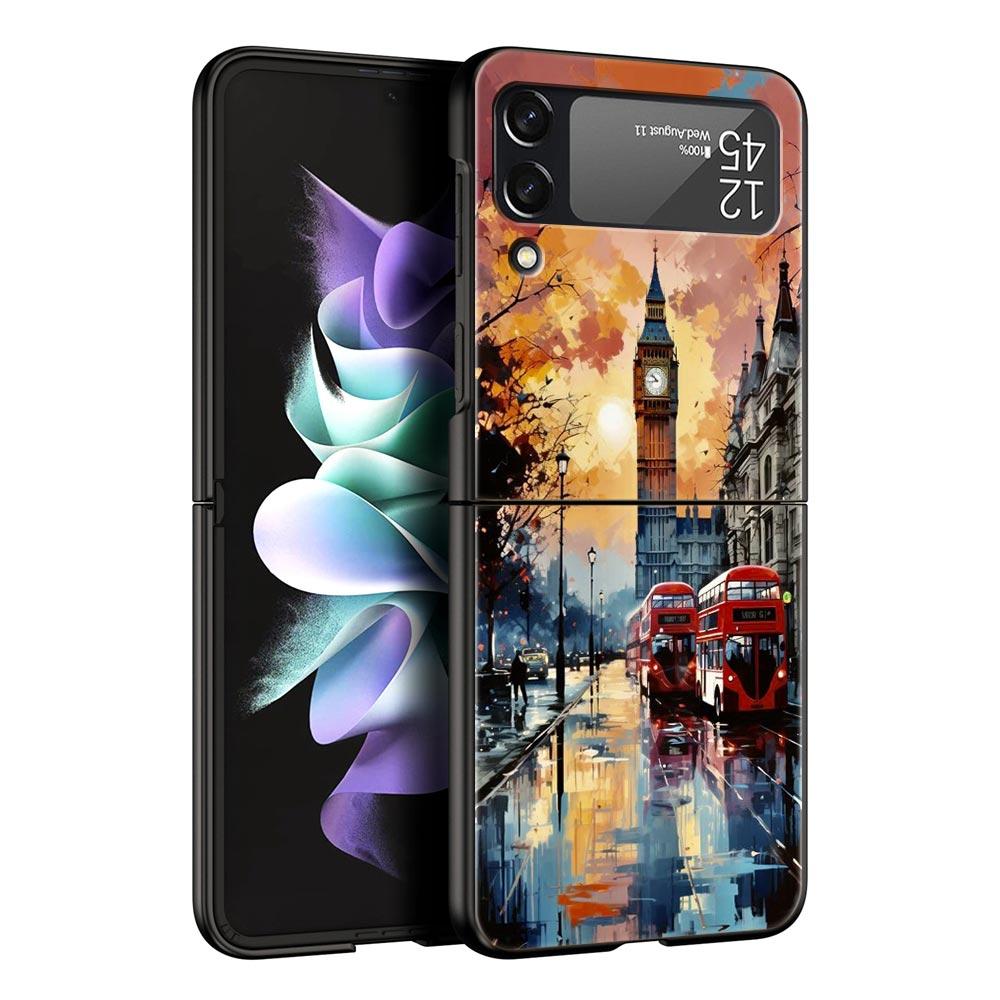 Чехол для телефона Samsung Galaxy Z Flip 3 4 5 6 Складной Черный Корпус Национальный Флаг RU FR UK Для Samsung Z Flip4 Flip5 ПК Жесткая Крышка