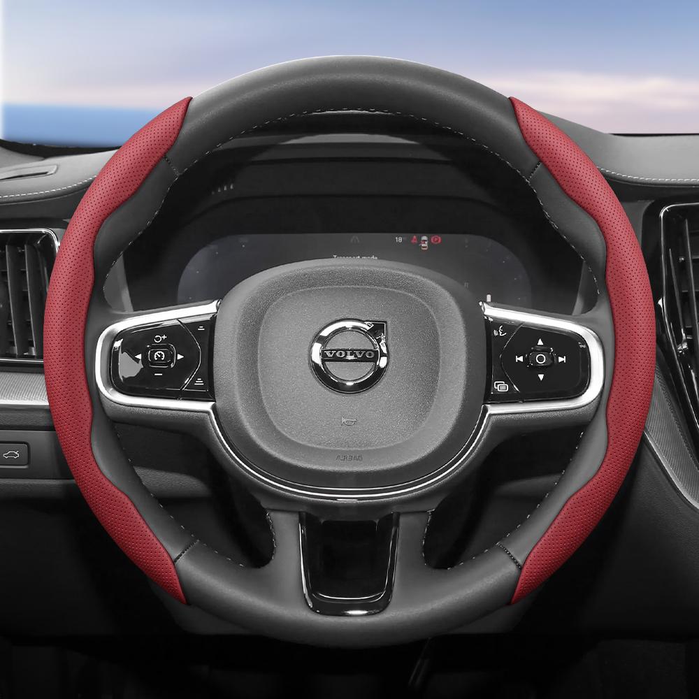 Подходит для Volvo Дышащие отверстия Кожаная накладка на руль Сегментированная конструкция с быстрым снятием Нескользящая Прочная V40 V70 S60 C30 S40 S90 Xc9