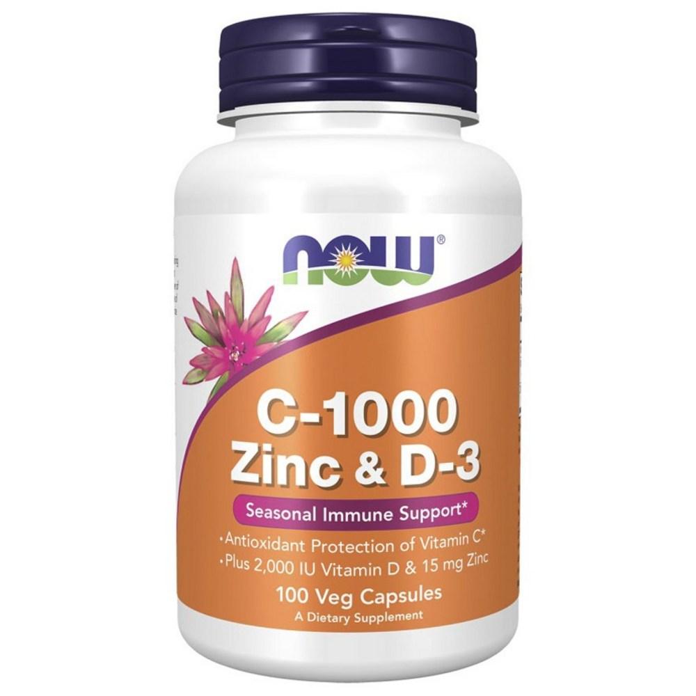 Now Foods C-1000 Цинк и D-3 Вегетарианские капсулы 1 шт 100 таблеток