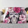 Цветочный Сахарный Череп Тренд Стиль Смешная Мода Мягкое Одеяло Цветочные Цветы Готический Череп Смерть Скелет Кости Темные Черепа Череп