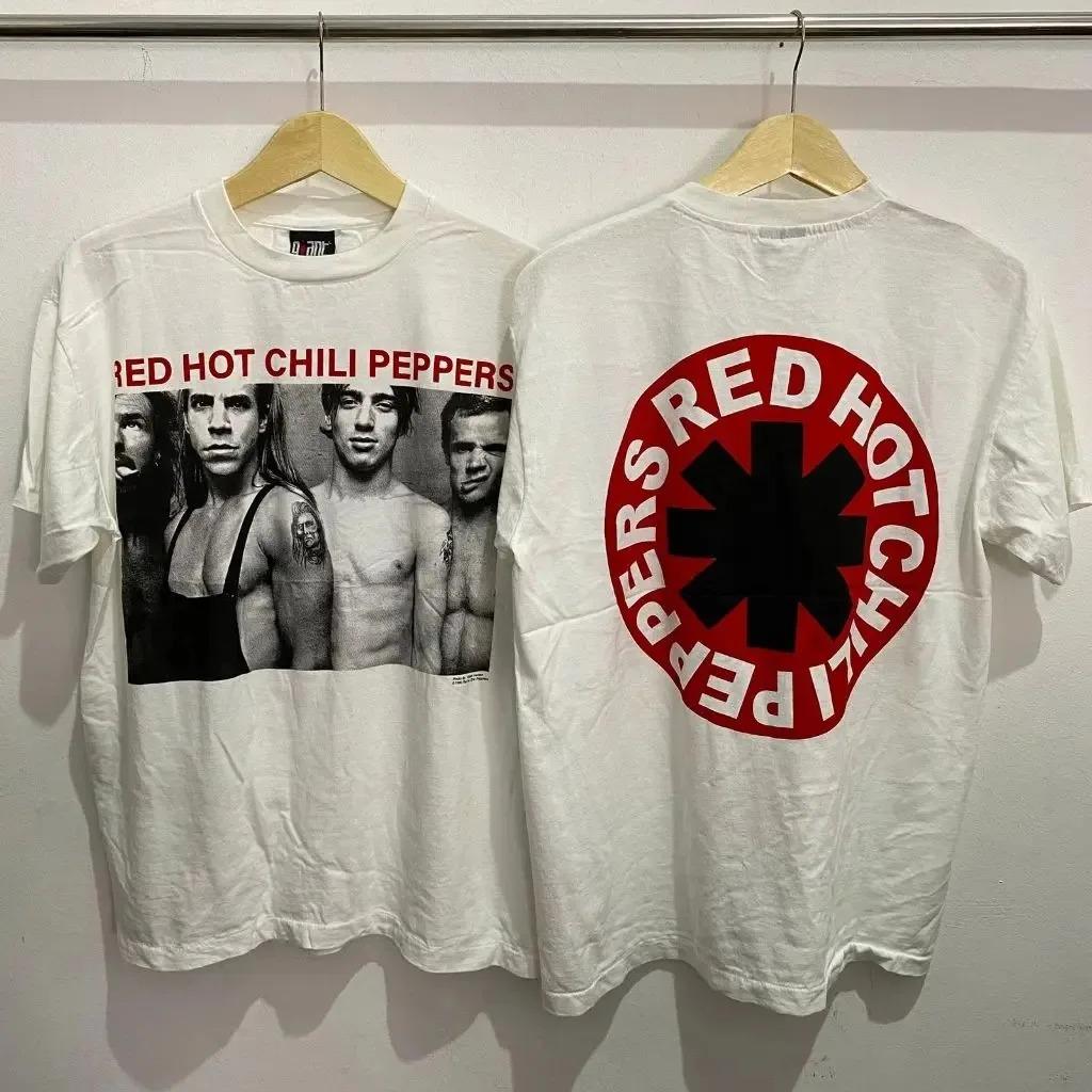 Red Hot Chili Peppers Классический Постер Принт Футболка Мужская Женская Уличная Одежда Харадзюку Мода Свободная Повседневная Большемерная Хлопок Короткий Рукав Лето Новая Футболка