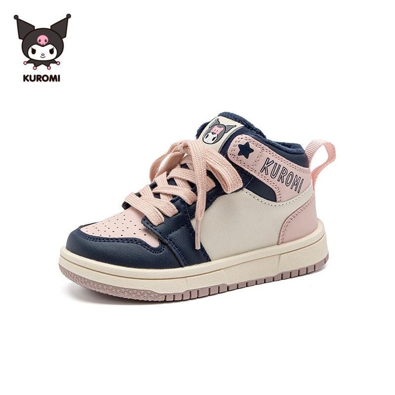 Kuromi Kids' Mid-Top Non-Slip Skate Shoes - Winter 2025 Velvet Warmth, Trendy Design for Boys & Girls