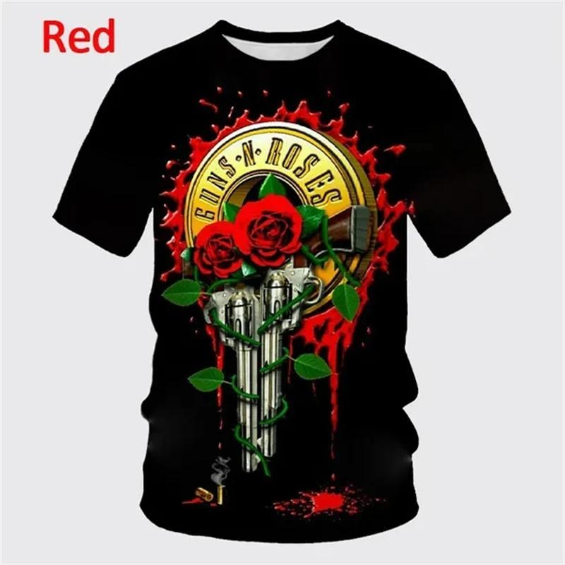 Новая летняя футболка Guns Rose Rock Band с 3D-печатью, мужская, с коротким рукавом, в стиле хип-хоп, унисекс, повседневная, модная, спортивная, панк-топы
