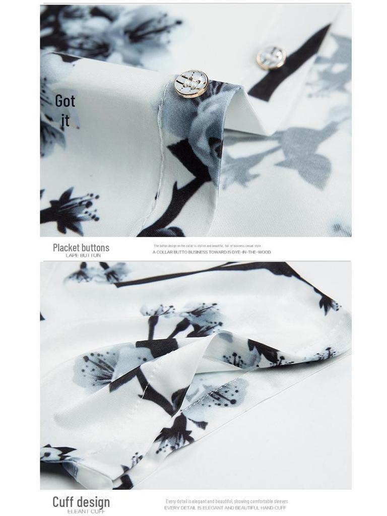 Мужская летняя рубашка с коротким рукавом в стиле ретро с золотым тиснением