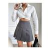 Black Women's Pleated Woven Mini Skirt Et0002